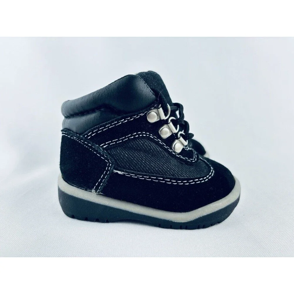 Vintage McKids Black Boots‎ Action Flex Toddler Baby Size 2 Drew Lace Up